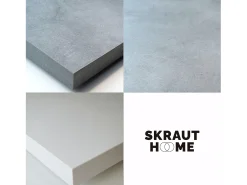 Skraut Home Mesa Consola Extensível, 222x90x73cm, Para 10 pessoas, Pés de madeira, e cinzento^ Consola
