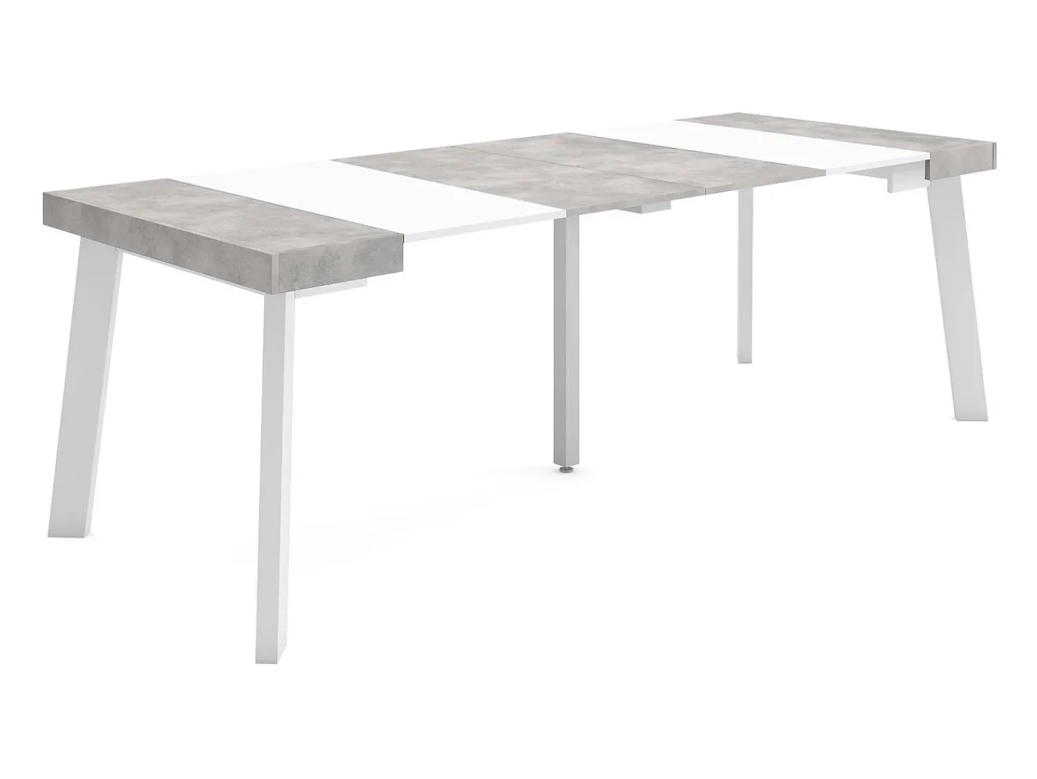 Consola*Skraut Home Mesa Consola Extensível, 222x90x73cm, Para 10 pessoas, Pés de madeira, e cinzento Branco