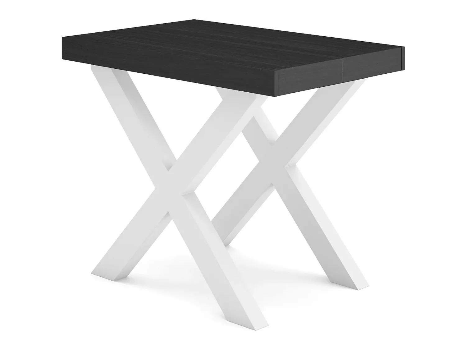Consola|Skraut Home Mesa Consola Extensível, 222x90x73cm, Para 10 pessoas, Pés de madeira, Preto