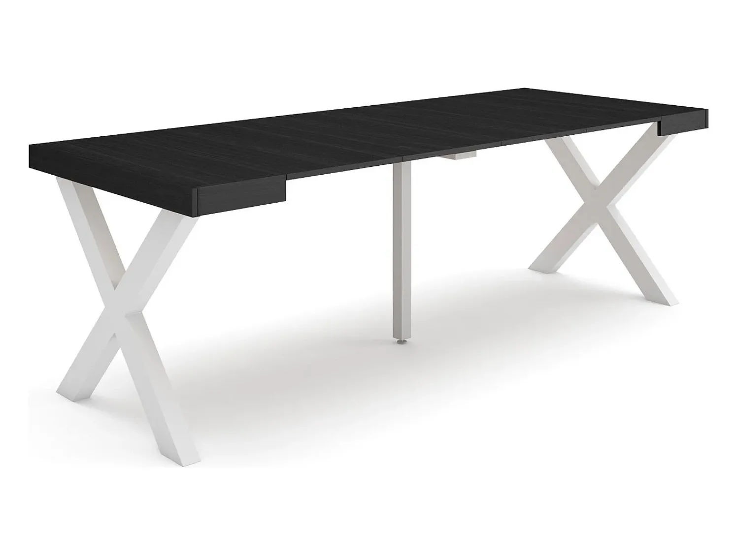 Consola|Skraut Home Mesa Consola Extensível, 222x90x73cm, Para 10 pessoas, Pés de madeira, Preto