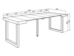 Discount Skraut Home Mesa Consola Extensível, 222x90x73cm, Para 10 pessoas, Pés de madeira, Carvahlo Natural claro