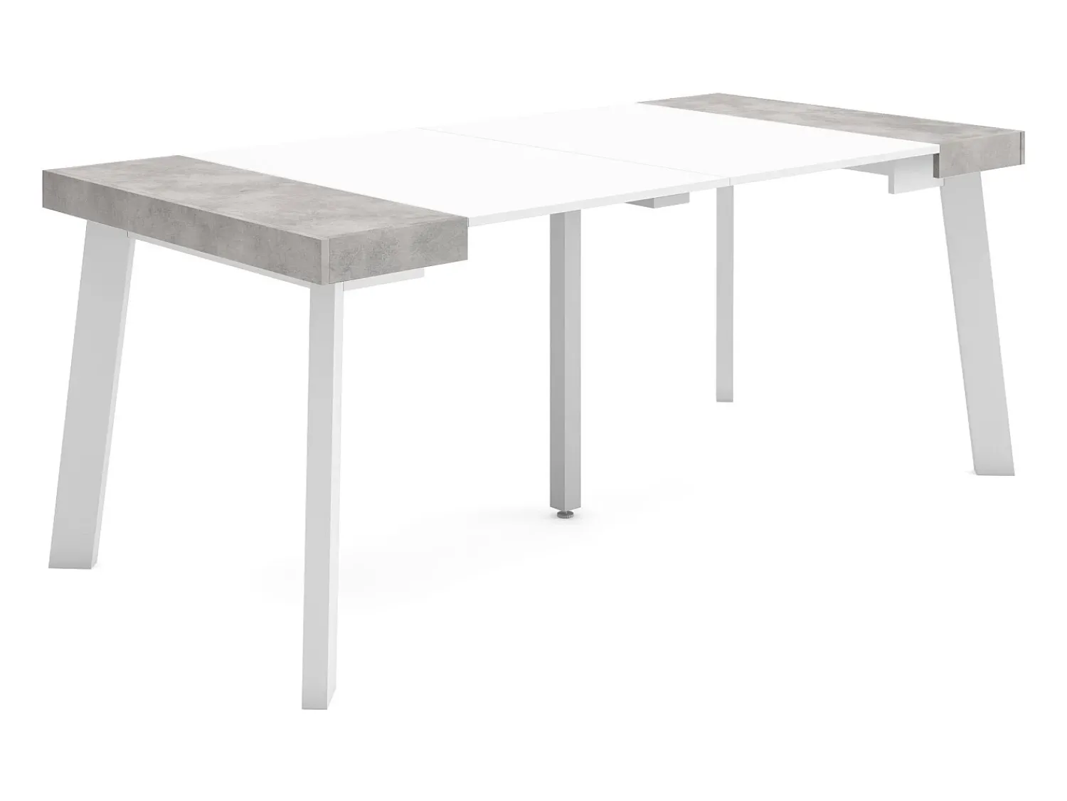 Consola|Skraut Home Mesa Consola Extensível, 180x90x73cm, Para 8 pessoas, Pés de madeira, e cinzento Branco