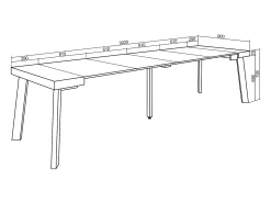 Consola*Skraut Home Mesa Consola Extensível, 302x90x73cm, Para 14 pessoas, Pés de madeira, Branco
