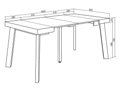 Consola|Skraut Home Mesa Consola Extensível, 160x90x73cm, Para 8 pessoas, Pés de madeira, Cimento Cinzento