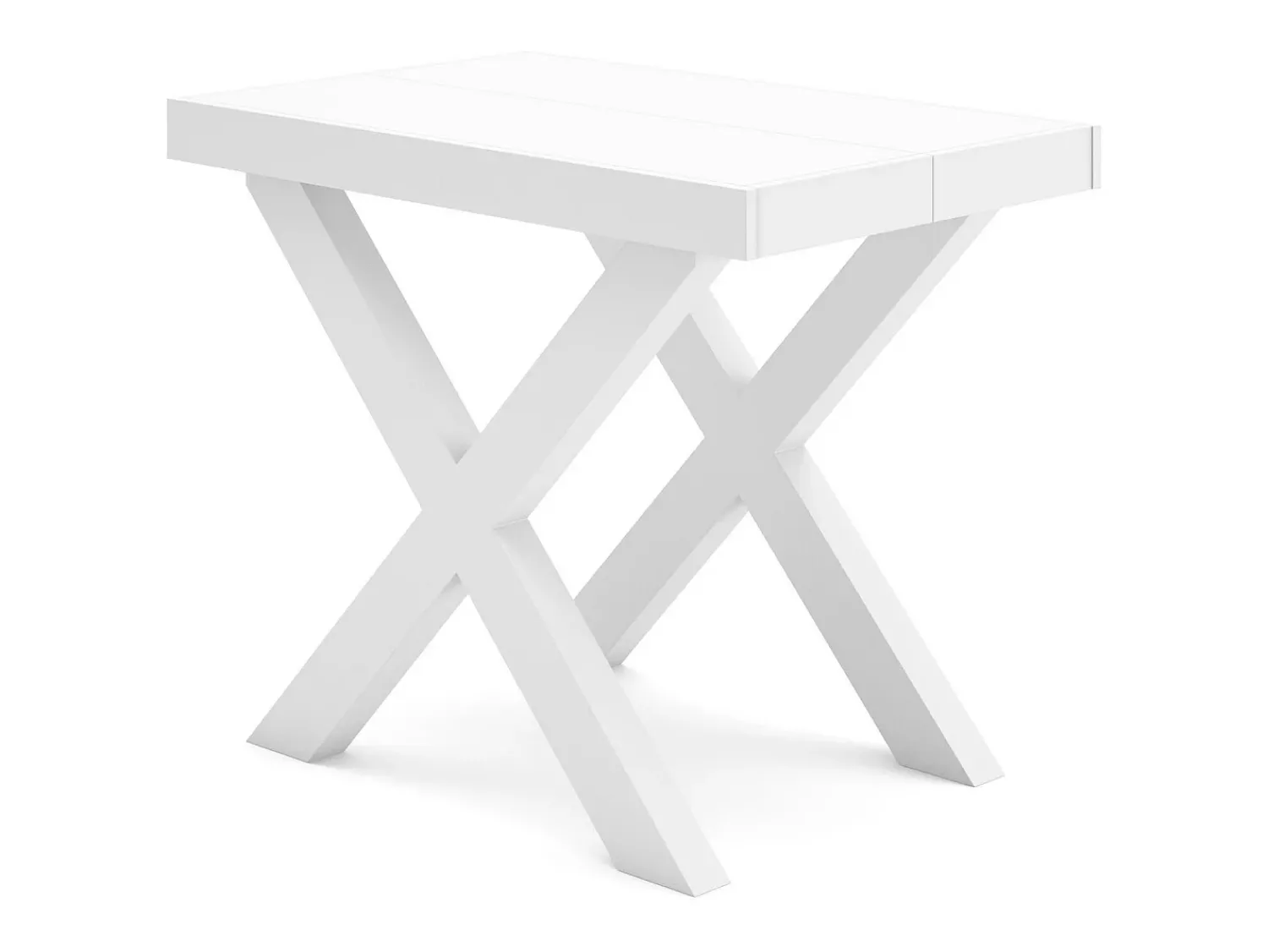 Consola|Skraut Home Mesa Consola Extensível, 302x90x73cm, Para 14 pessoas, Pés de madeira, Branco
