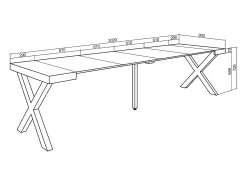 Consola|Skraut Home Mesa Consola Extensível, 302x90x73cm, Para 14 pessoas, Pés de madeira, Branco