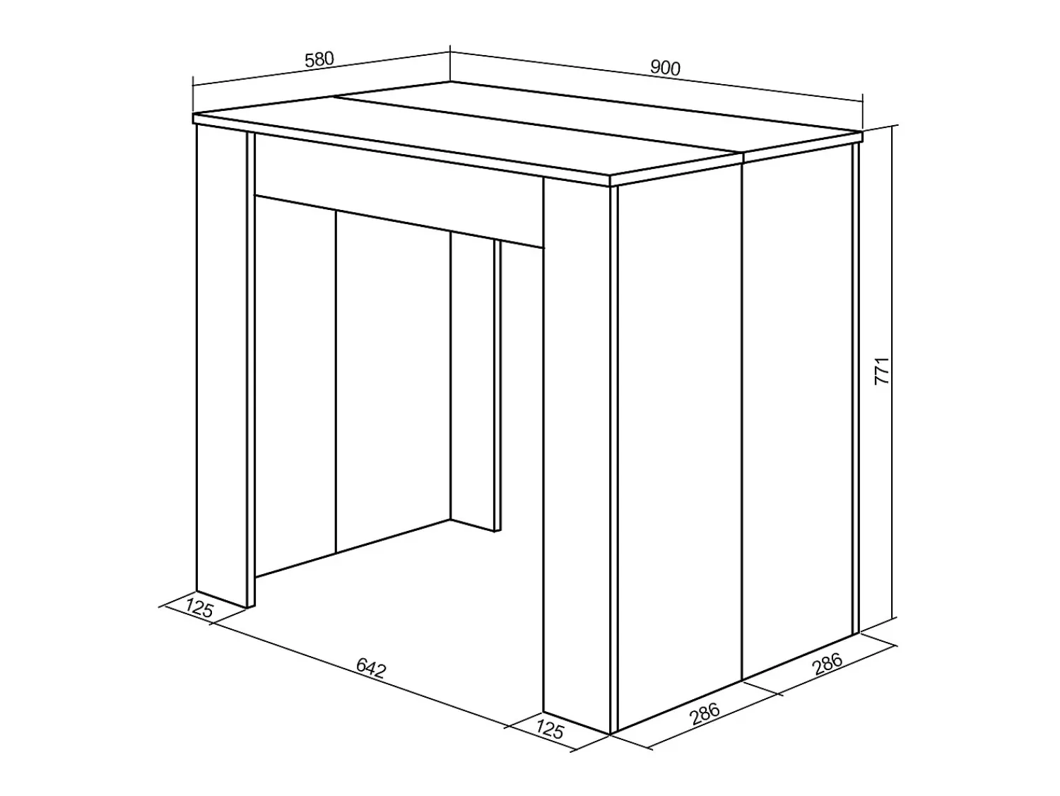 Skraut Home Mesa Consola Extensível, 140x90x77cm, Para 6 pessoas, Mesa de Jantar, Carvahlo^ Consola