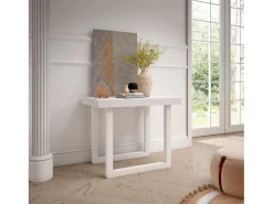 Online Skraut Home Mesa Consola Extensível, 222x90x73cm, Para 10 pessoas, Pés de madeira, Carvahlo e branco Natural claro
