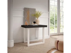 Consola|Skraut Home Mesa Consola Extensível, 262x90x73cm, Para 12 pessoas, Pés de madeira, Preto