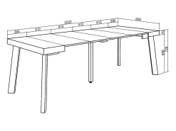 Consola|Skraut Home Mesa Consola Extensível, 222x90x73cm, Para 10 pessoas, Pés de madeira, Carvahlo Natural claro