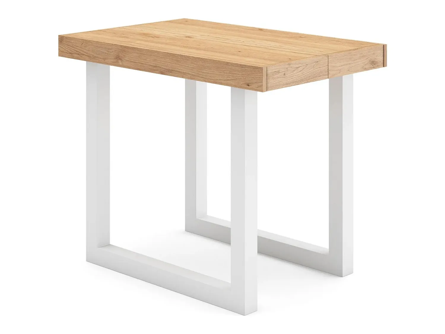 Outlet Skraut Home Mesa Consola Extensível, 302x90x73cm, Para 14 pessoas, Pés de madeira, Carvahlo e branco Natural claro