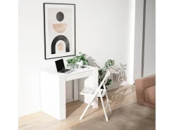 Consola*Skraut Home Mesa Consola Extensível, 180x90x77cm, Para 8 pessoas, Mesa de Jantar, Branco