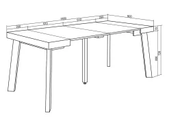 Skraut Home Mesa Consola Extensível, 180x90x73cm, Para 8 pessoas, Pés de madeira, e preto^ Consola