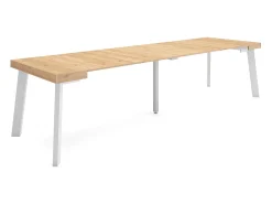 Consola|Skraut Home Mesa Consola Extensível, 302x90x73cm, Para 14 pessoas, Pés de madeira, Carvahlo Natural claro