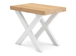 Skraut Home Mesa Consola Extensível, 222x90x73cm, Para 10 pessoas, Pés de madeira, Carvahlo e branco^ Consola