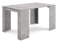 New Skraut Home Mesa Consola Extensível, 140x90x77cm, Para 6 pessoas, Mesa de Jantar, Cimento Cinzento