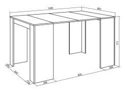 New Skraut Home Mesa Consola Extensível, 140x90x77cm, Para 6 pessoas, Mesa de Jantar, Cimento Cinzento