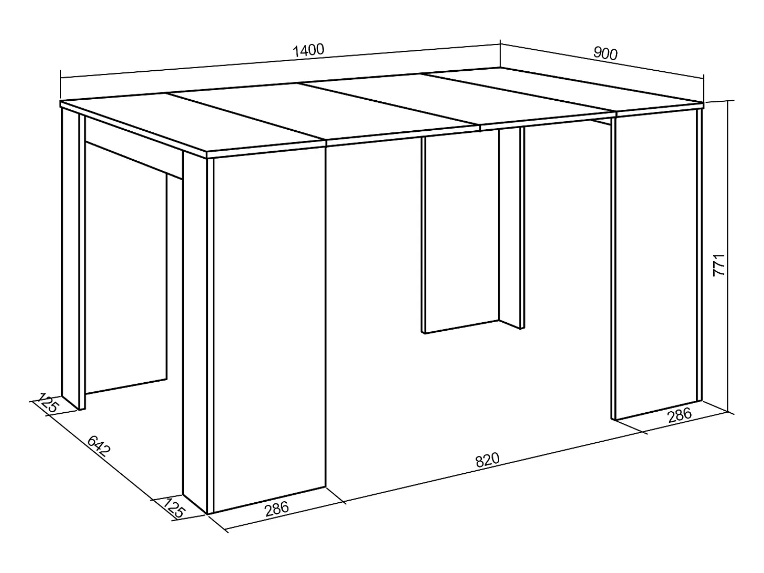 New Skraut Home Mesa Consola Extensível, 140x90x77cm, Para 6 pessoas, Mesa de Jantar, Cimento Cinzento