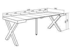 Consola*Skraut Home Mesa Consola Extensível, 222x90x73cm, Para 10 pessoas, Pés de madeira, Branco