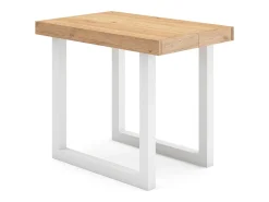 Consola*Skraut Home Mesa Consola Extensível, 262x90x73cm, Para 12 pessoas, Pés de madeira, Carvahlo e branco Natural claro