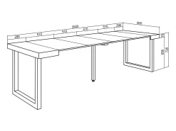 Consola*Skraut Home Mesa Consola Extensível, 262x90x73cm, Para 12 pessoas, Pés de madeira, Carvahlo e branco Natural claro