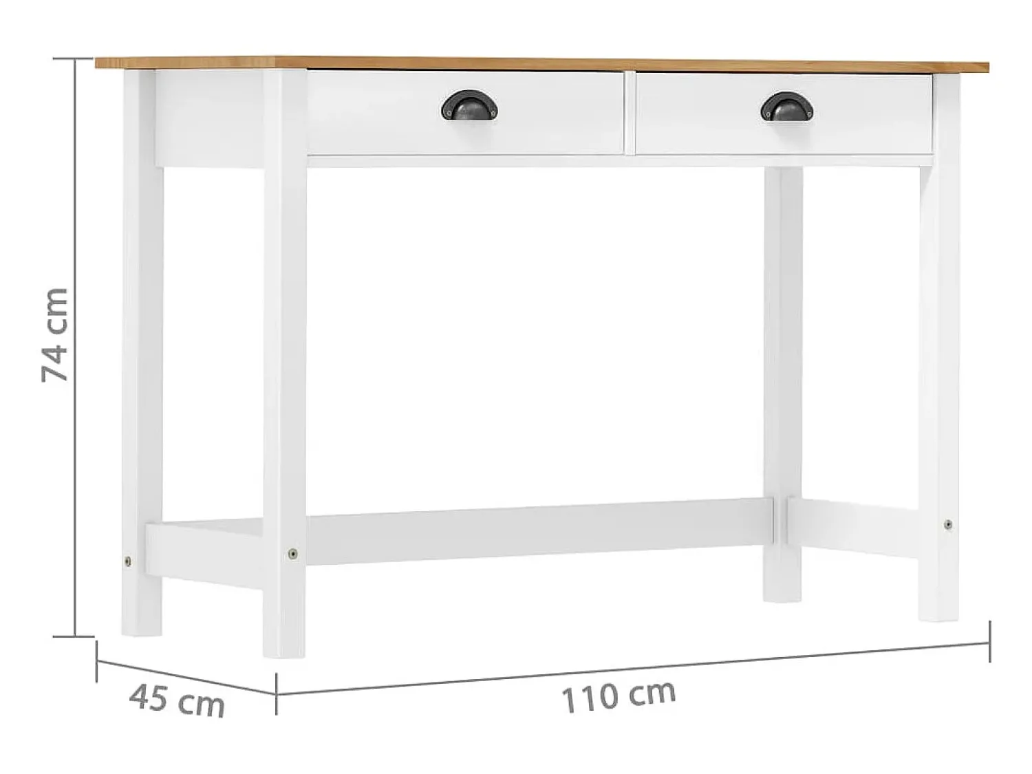 vidaxl Mesa consola Hill c/ 2 gavetas 110x45x74 cm pinho maciço^ Consola