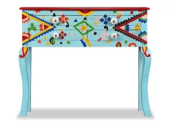 Mesa consola madeira mangueira maciça azul pintada à mão PT997944^ Consola