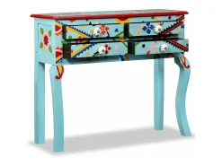 Mesa consola madeira mangueira maciça azul pintada à mão PT997944^ Consola