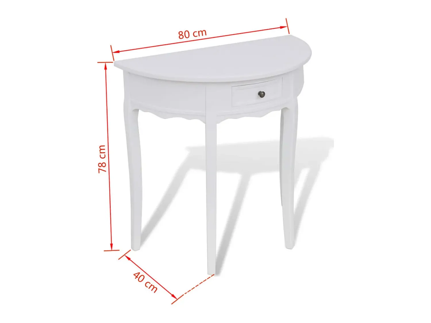 Consola|vidaxl Mesa consola meia-lua com gaveta Branco