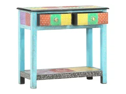 Clearance vidaxl Mesa consola pintada à mão 80x35x75 cm mangueira maciça Multicor