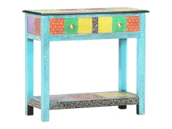 Clearance vidaxl Mesa consola pintada à mão 80x35x75 cm mangueira maciça Multicor