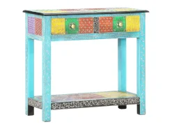 Clearance vidaxl Mesa consola pintada à mão 80x35x75 cm mangueira maciça Multicor