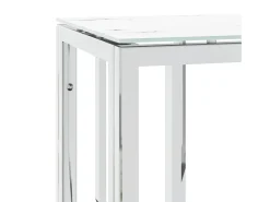 Outlet vidaxl Mesa consola 70x30x70 cm aço inoxidável e vidro Prateado