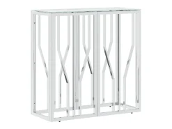 vidaxl Mesa consola 70x30x70 cm aço inoxidável e vidro^ Consola