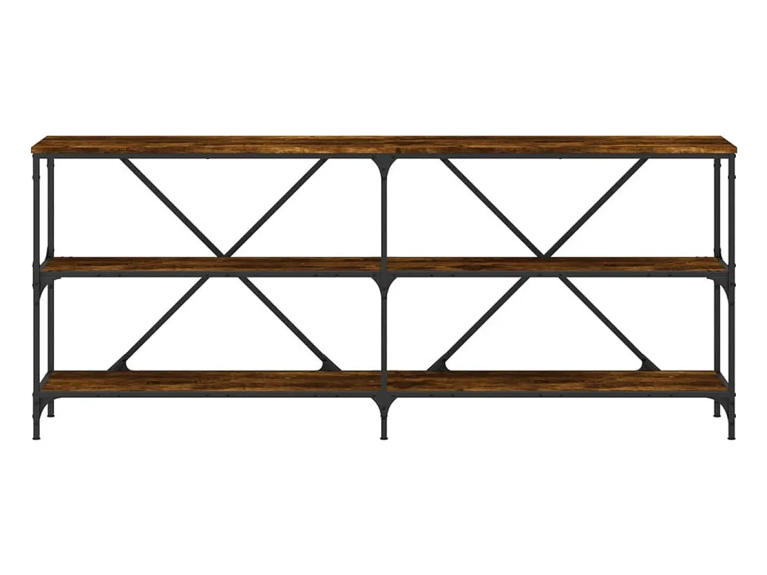 Consola*vidaxl Mesa consola 180x30x75 cm deriv. madeira/ferro carvalho fumado Natural claro