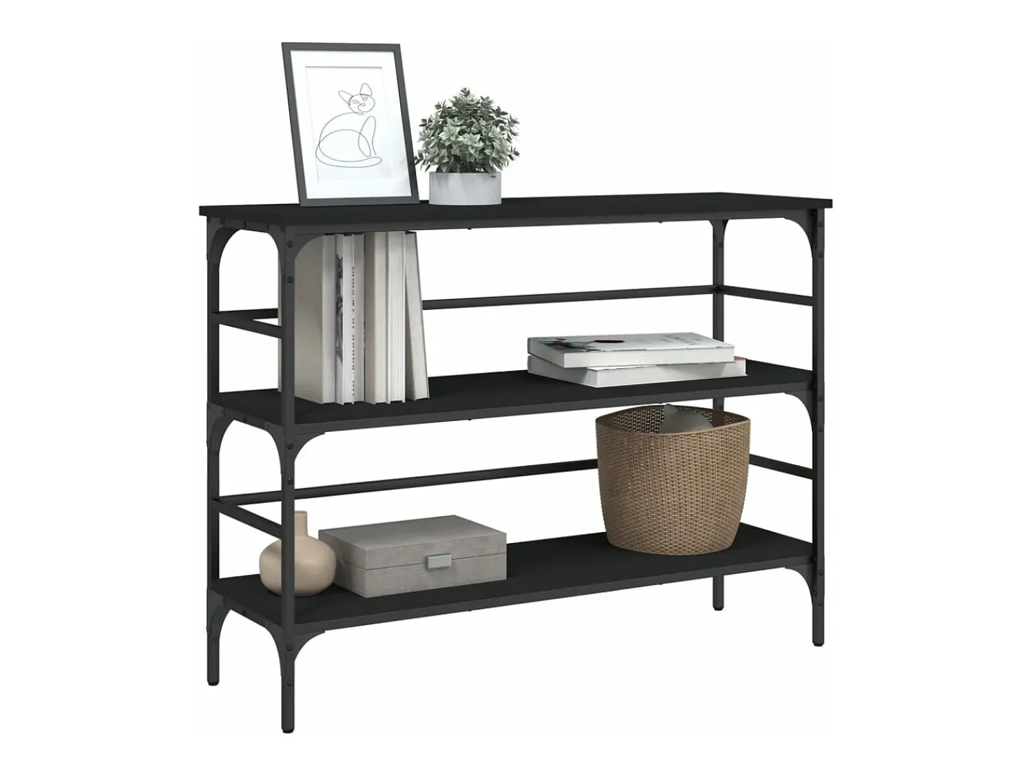 Consola|vidaxl Mesa consola 100x32x75 cm derivados de madeira Preto