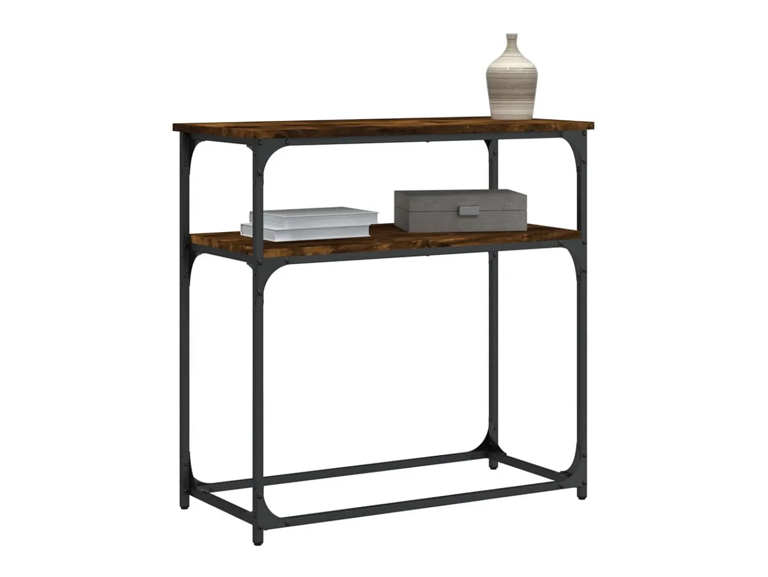 Mesa consola 75x35,5x75 cm derivados de madeira carvalho fumado PT540338^ Consola
