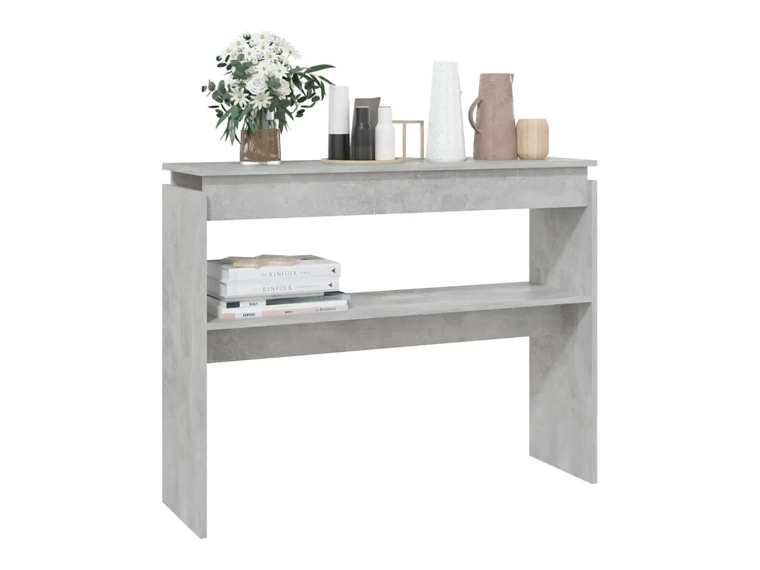 Consola* Mesa consola 102x30x80 cm derivados de madeira cimento PT853084 Cinzento