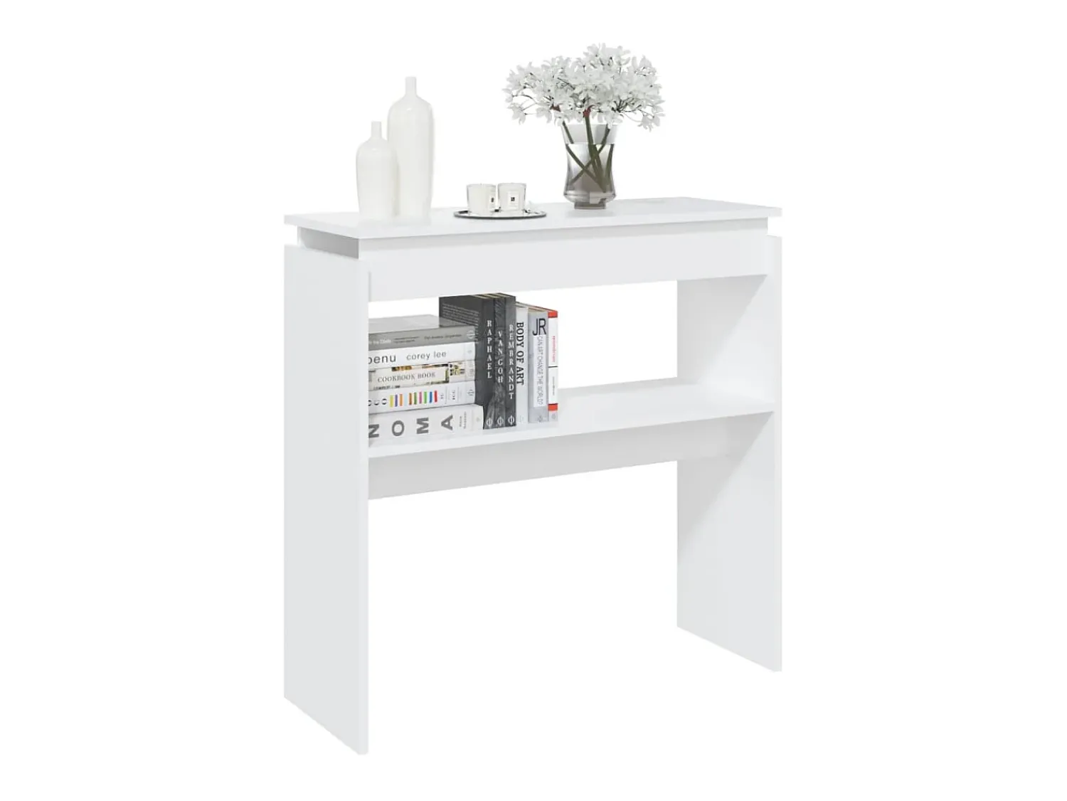 New Mesa consola 80x30x80 cm derivados de madeira PT239611 Branco