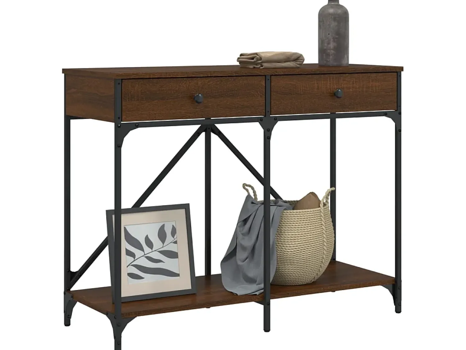 Mesa consola 100x39x78,5 cm derivados madeira carvalho PT177137 Castanho