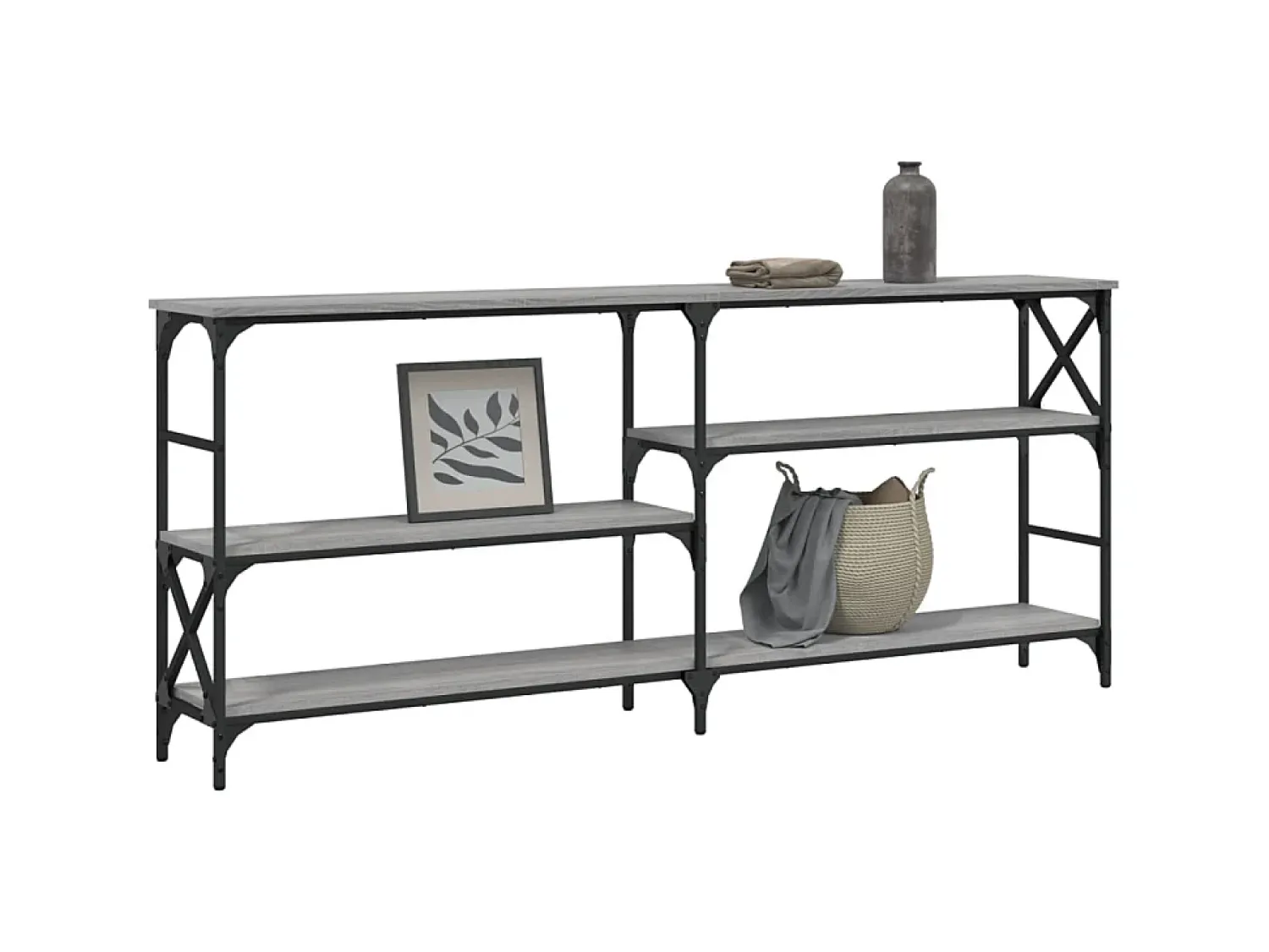 Consola| Mesa consola 180x29x76,5 cm derivados madeira sonoma PT955314 Cinzento