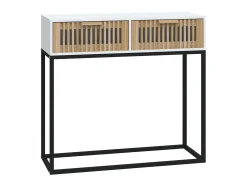 Consola* Mesa consola 80x30x75 cm derivados de madeira e ferro PT339858 Branco