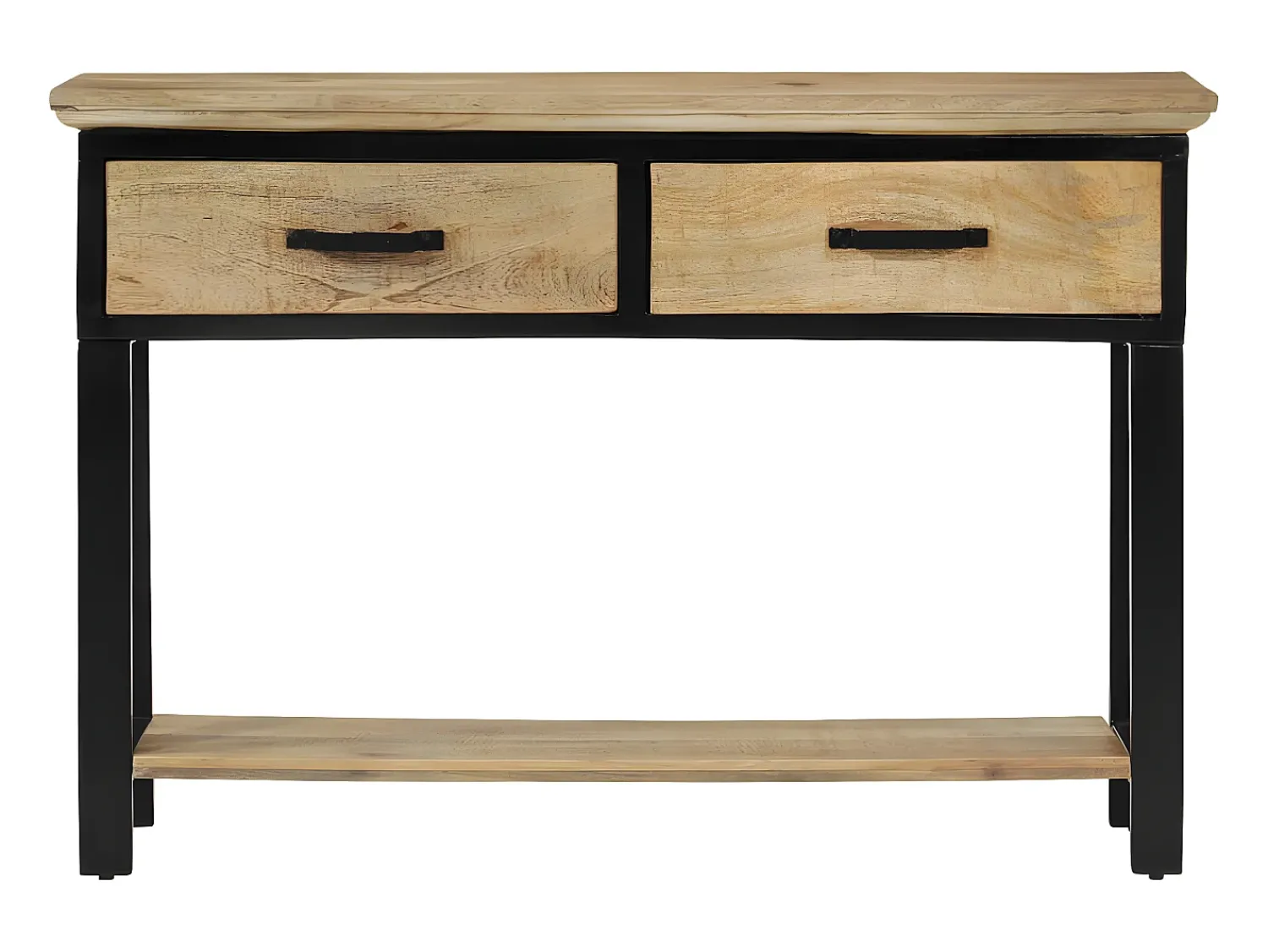 Consola| Mesa consola 110x30x75 cm madeira de mangueira áspera maciça PT275784 Castanho
