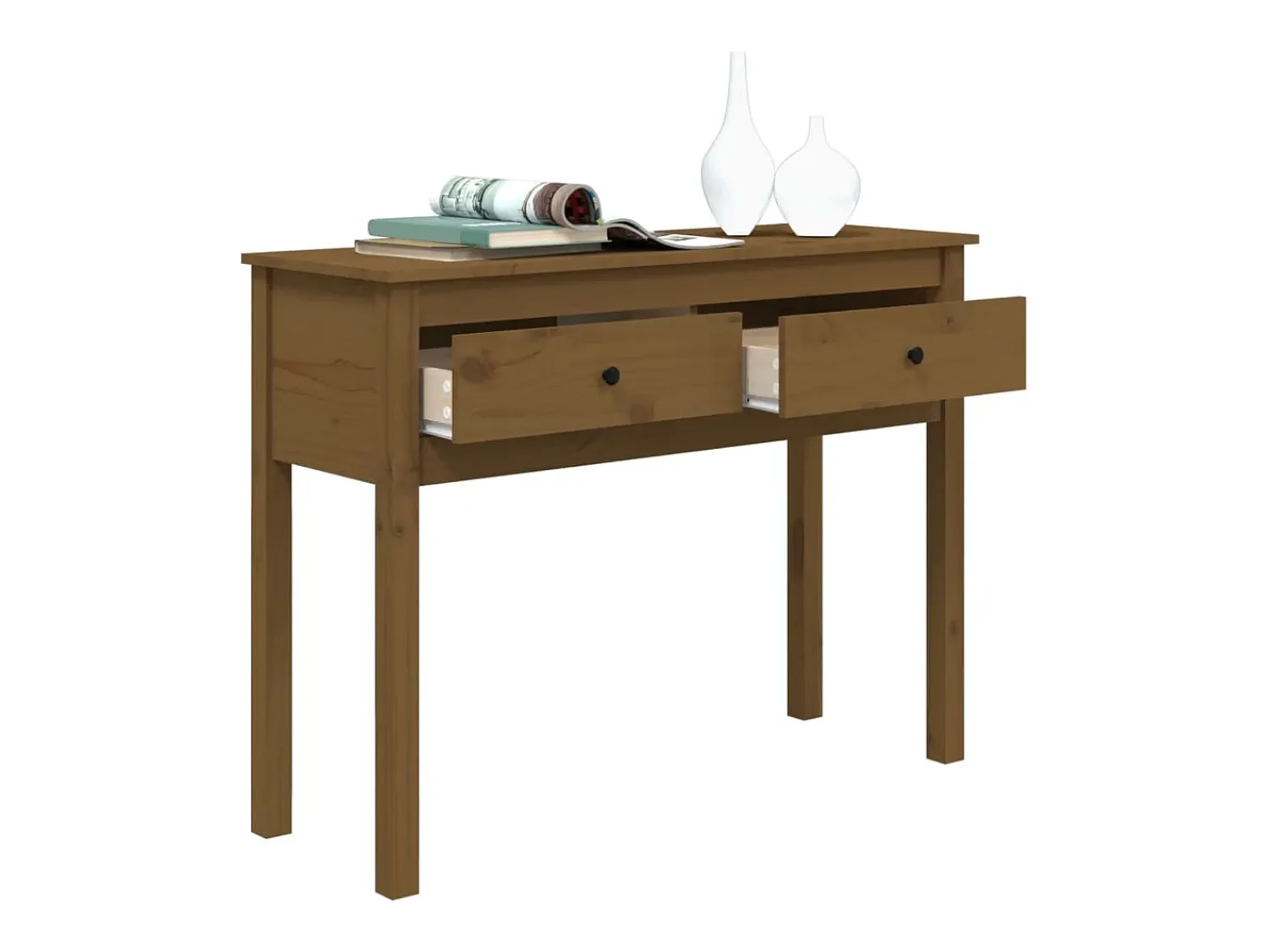 vidaxl Mesa consola 100x35x75 cm madeira de pinho maciça castanho mel^ Consola