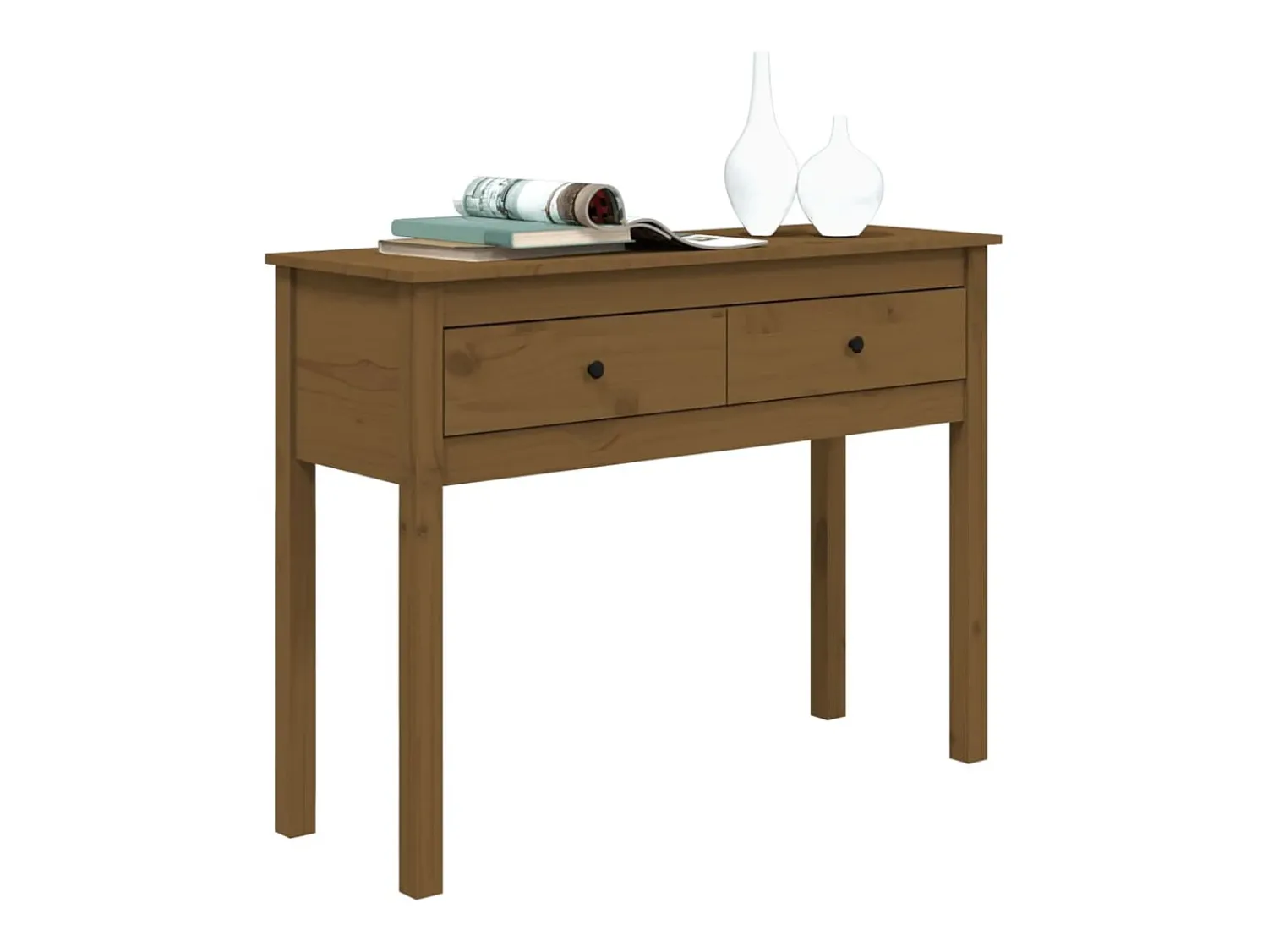 vidaxl Mesa consola 100x35x75 cm madeira de pinho maciça castanho mel^ Consola