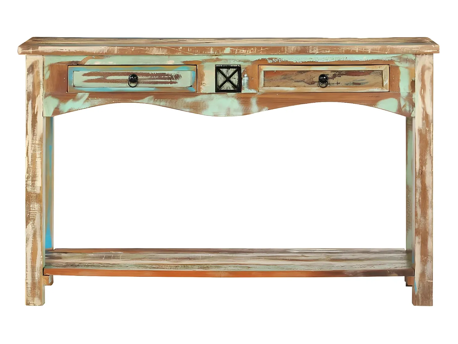 Mesa consola 120x40x75 cm madeira recuperada maciça PT418908^ Consola