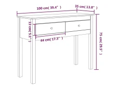 Consola*vidaxl Mesa consola 100x35x75 cm madeira de pinho maciço Castanho