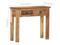 vidaxl Mesa consola 90,5x30x75 cm madeira acácia e recuperada maciças^ Consola