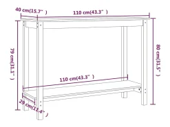 vidaxl Mesa consola 110x40x80 cm madeira de pinho maciço^ Consola