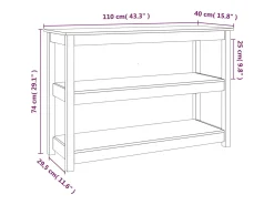 Consola*vidaxl Mesa consola 110x40x74 cm madeira de pinho maciço Natural claro